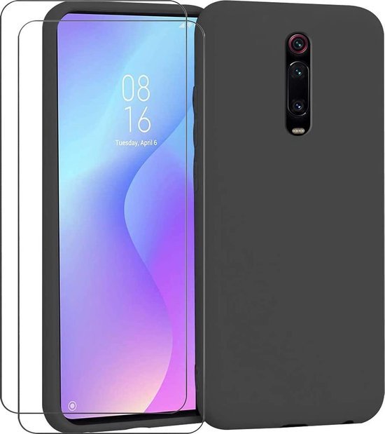 Xiaomi Mi 9T Hoesjes – Siliconen Backcover + 2x Screenprotector Gehard Glas – Anti Kras – Zwart-Ilumina Benelux