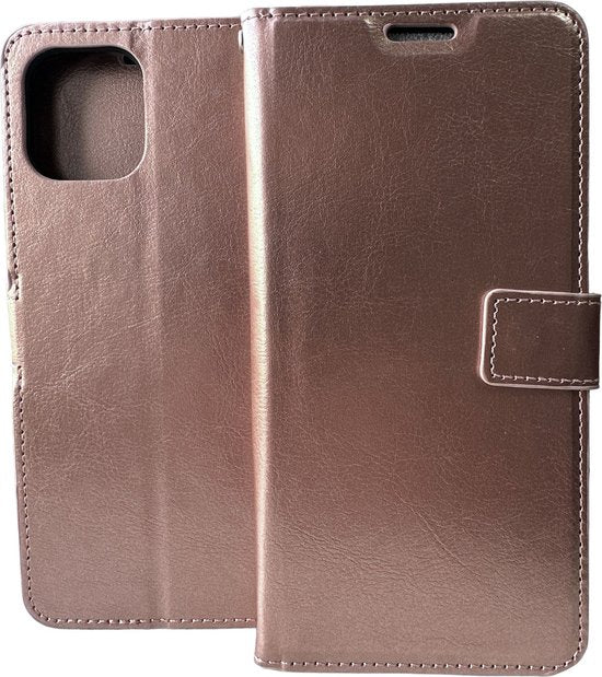 Motorola Edge 20 Lite Hoesjes – Bookcase Portemonnee – Magneetsluiting – 3x Screenprotector – Roségoud-Ilumina Benelux