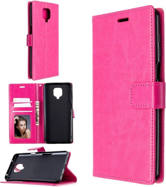 Xiaomi Redmi Note 9 Pro / Note 9S Hoesjes – Bookcase Portemonnee Hoes – Pasjeshouder – Magneetsluiting – Roze-Ilumina Benelux