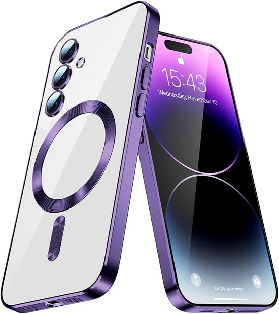 Samsung Galaxy A15 Hoesjes – MagSafe Compatible Backcover – Ingebouwde Camera Lens Protector – Paars-Ilumina Benelux
