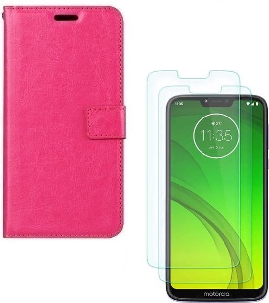 Motorola Moto G7 & G7 Plus Hoesjes – Portemonnee Backcover – Pasjeshouder – 2x Screenprotector – Roze-Ilumina Benelux