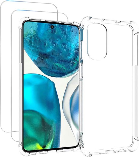 Motorola Moto G82 5G Hoesjes – Siliconen Backcover – Schokbestendig – Transparant – Incl. 2x Screenprotector-Ilumina Benelux