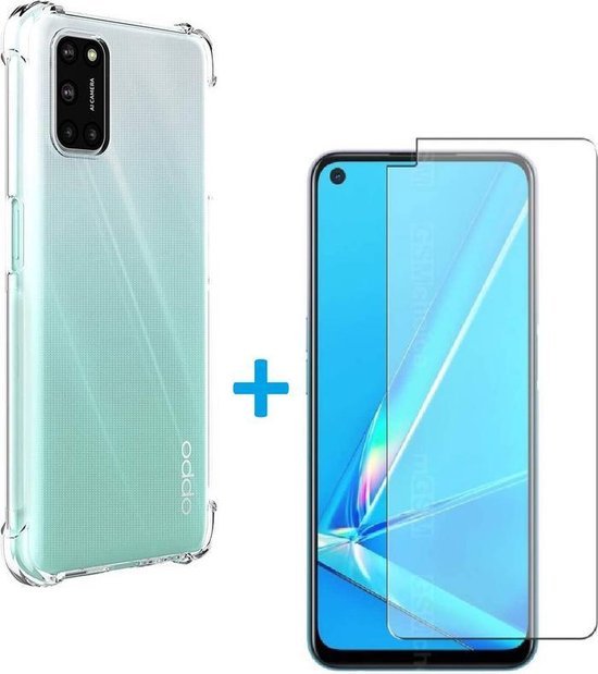 Oppo A72 Hoesjes – Siliconen Backcover – Schokbestendig – Transparant – 2x Screenprotector Gehard Glas-Ilumina Benelux