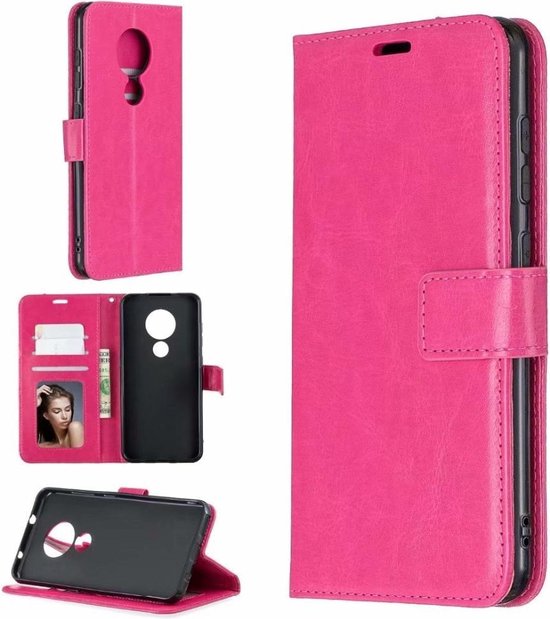Nokia 1.4 Hoesjes – Portemonnee Book Case – Pasjeshouder – Magneetsluiting – Roze-Ilumina Benelux