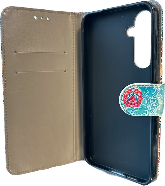 Samsung Galaxy A14 Hoesjes – Bookcase Portemonneehoes – Magneetsluiting – Pasjeshouder – Mandala Print-Ilumina Benelux