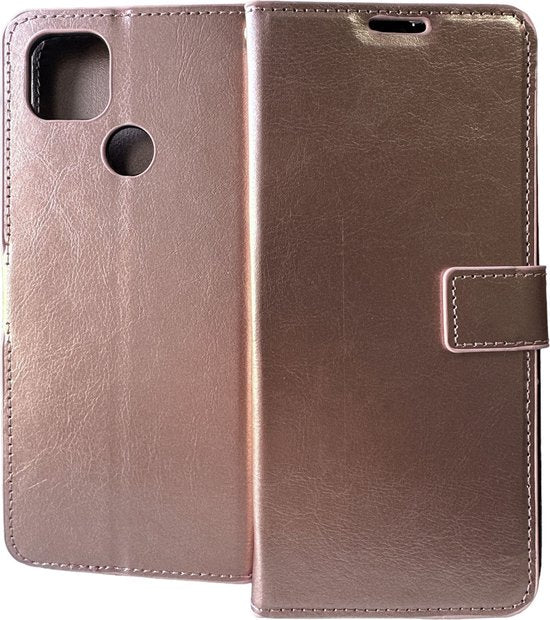 Motorola Moto G 5G Hoesjes – Portemonnee Book Case – Pasjeshouder – Magneetsluiting – Roségoud-Ilumina Benelux