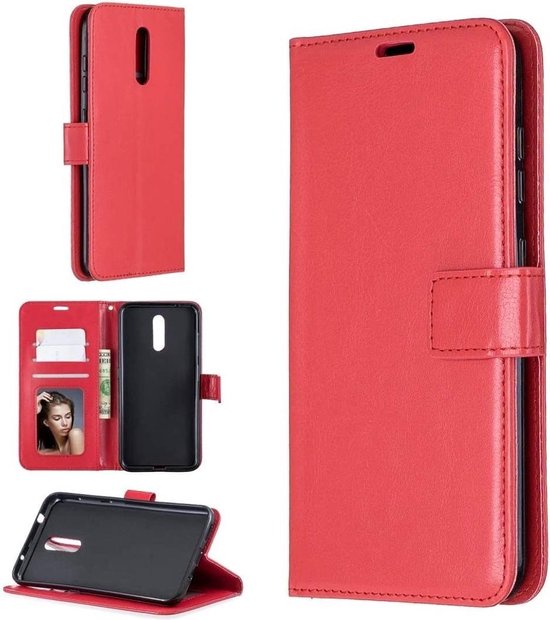 Nokia 3.2 Hoesjes – Bookcase Portemonnee Hoes – Pasjeshouder – Magneetsluiting – Rood-Ilumina Benelux