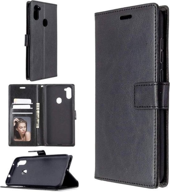 Samsung Galaxy A11 Hoesjes – Book Case Portemonnee – Magneetsluiting – 2x Screenprotector – Zwart-Ilumina Benelux