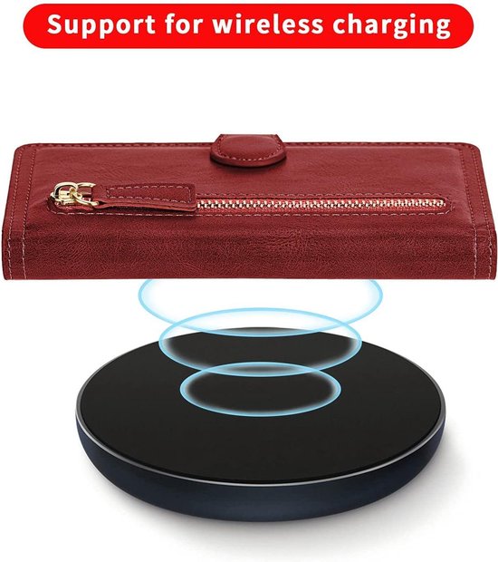 Samsung Galaxy A12 Hoesjes – Vintage Portemonnee Hoes – Pasjeshouder – Magneetsluiting – Rood