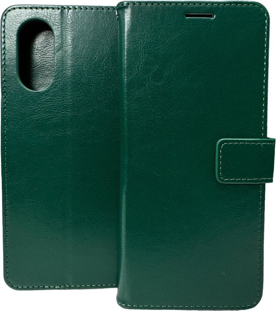 Oppo A78 5G Hoesjes – Portemonnee Bookcase – Pasjeshouder – Magneetsluiting – Groen-Ilumina Benelux