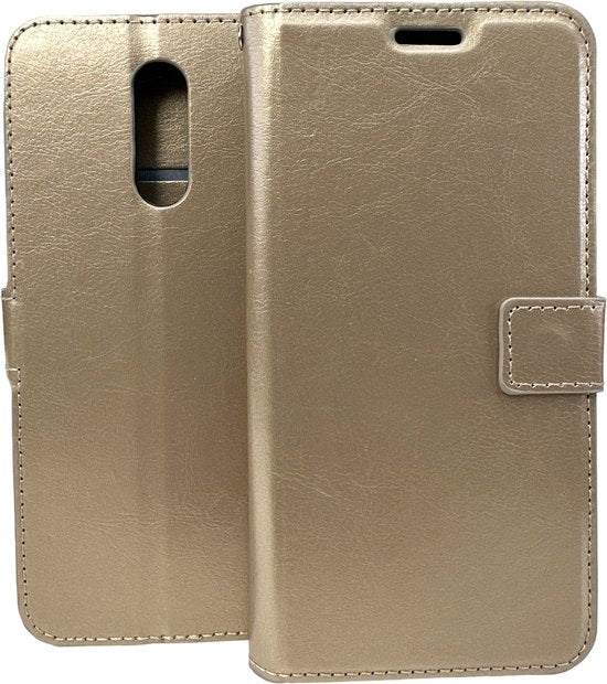 Nokia 3.2 Hoesjes – Bookcase Portemonnee Hoes – Pasjeshouder – Magneetsluiting – Goud-Ilumina Benelux