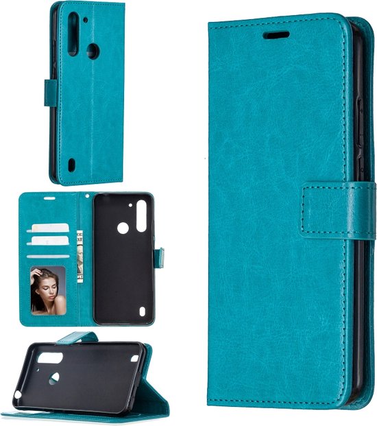 Motorola Moto G8 Power Lite Hoesjes – Portemonnee Hoes – Pasjeshouder – Magneetsluiting – Turquoise-Ilumina Benelux