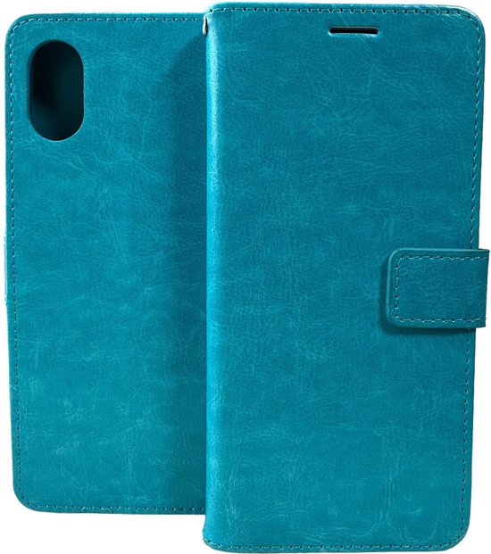 Samsung Galaxy A03 Core Hoesjes – Portemonnee Bookcase – Pasjeshouder – 2 Pack Screenprotector Gehard Glas – Turquoise