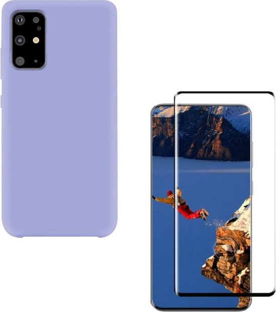 Liquid Silicone hoesje Geschikt voor: Samsung Galaxy S20 Soft Touch Flexible - Paars + 1x Screenprotector