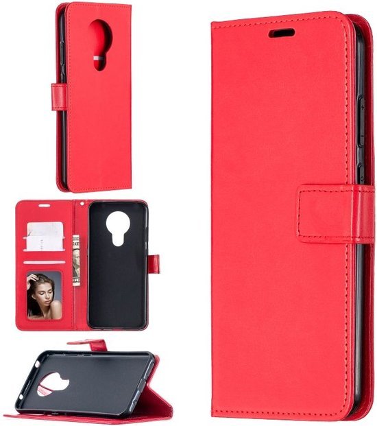 Motorola Moto G7 / G7 Plus Hoesjes – Portemonnee Book Case – Pasjeshouder – 2x Screenprotector – Rood-Ilumina Benelux