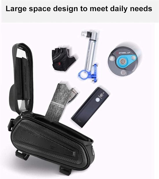 Telefoonhouder fiets – Waterdichte stuurtas frametas – Voor racefiets & mountainbike – Touchscreen venster – Zwart-Ilumina Benelux