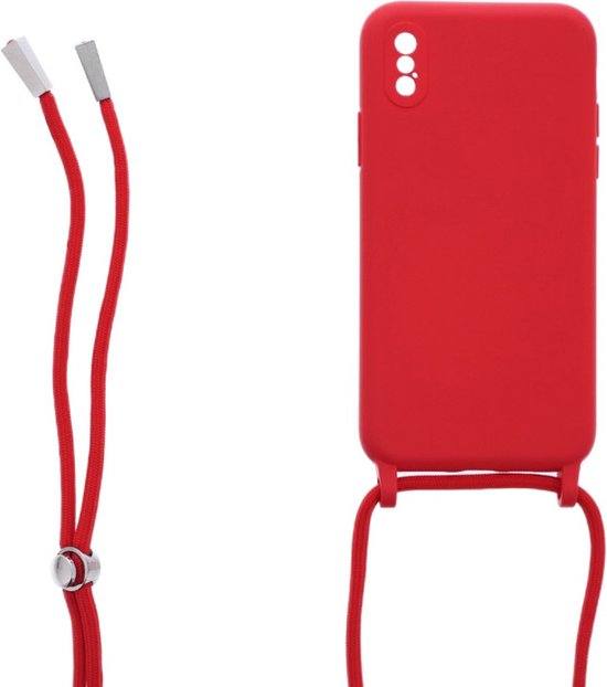 iPhone X / XS Hoesjes – Siliconen Backcover – TPU – Kettingkoord – Rood-Ilumina Benelux