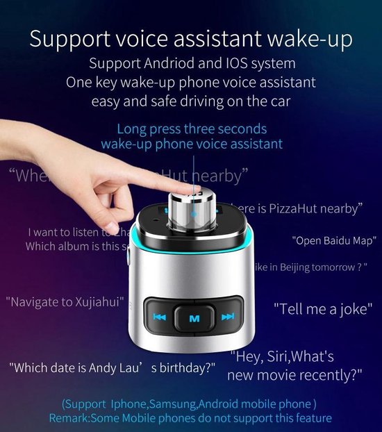 Bluetooth FM Transmitter Auto – Draadloze Carkit Handsfree – QC3.0 USB Snellader – MP3 Speler SD/USB – Zwart-Ilumina Benelux