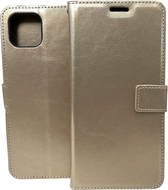 Oppo A73 5G / A53 5G Hoesjes – Portemonnee Book Case – Pasjeshouder – Magneetsluiting – Goud-Ilumina Benelux