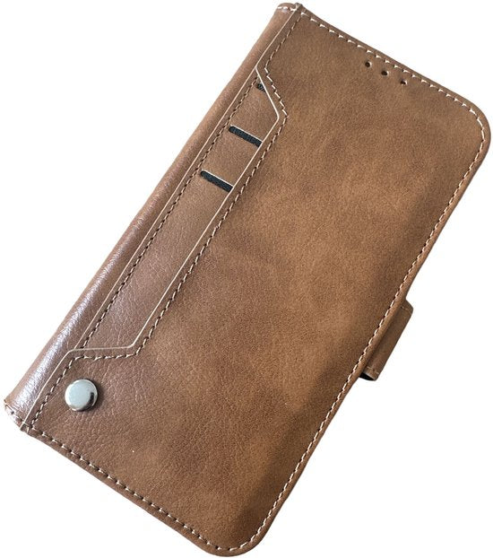 Samsung Galaxy A54 Hoesjes – Portemonnee Hoes – 9 Pasjesvakken – Multi Storage Wallet – Bruin-Ilumina Benelux