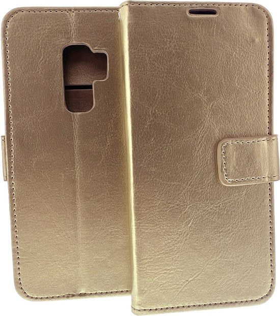 Samsung Galaxy S9 Plus Hoesjes – Bookcase Portemonnee Hoes – Pasjeshouder – Magneetsluiting – Goud-Ilumina Benelux