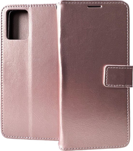 Motorola Moto G73 Hoesjes – Portemonnee Bookcase – Pasjeshouder – Magneetsluiting – Roségoud-Ilumina Benelux