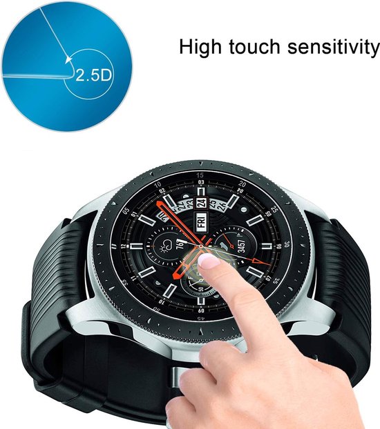 Screenprotector Geschikt voor: Samsung Galaxy Watch / Gear S3 - 46mm - Tempered Glass Screen Protector van gehard glas - 9H hardheid - bubbelvrij - 2 stuks