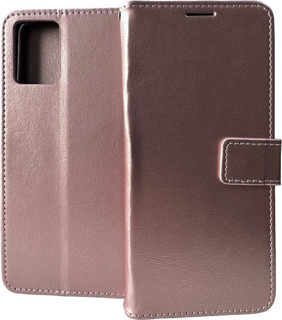 Motorola Moto E13 Hoesjes – Portemonnee Bookcase – Pasjeshouder – Magneetsluiting – Roségoud-Ilumina Benelux