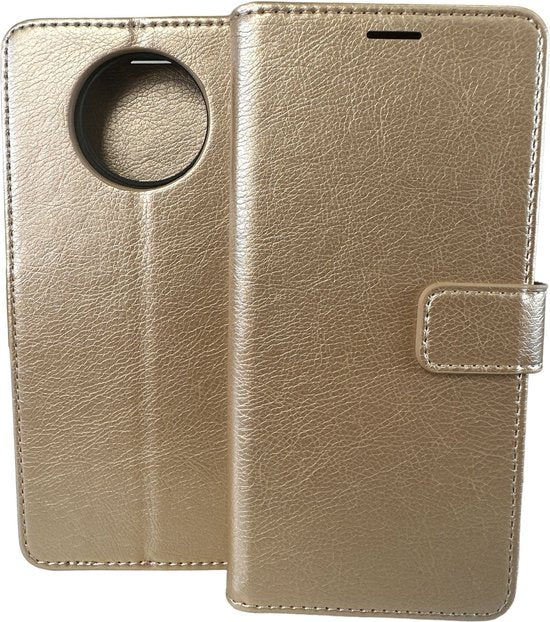 Xiaomi Redmi Note 9T Hoesjes – Portemonnee Book Case – Pasjeshouder – Magneetsluiting – Goud-Ilumina Benelux