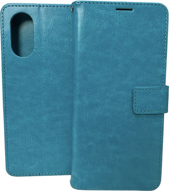 Oppo A78 5G Hoesjes – Portemonnee Bookcase – Pasjeshouder – Magneetsluiting – Turquoise-Ilumina Benelux