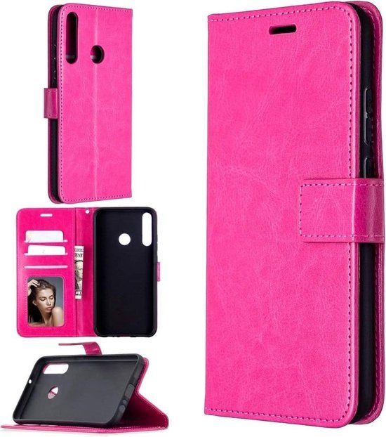 Huawei P40 Lite E Hoesjes – Portemonnee Book Case – Pasjeshouder – Magneetsluiting – Roze-Ilumina Benelux