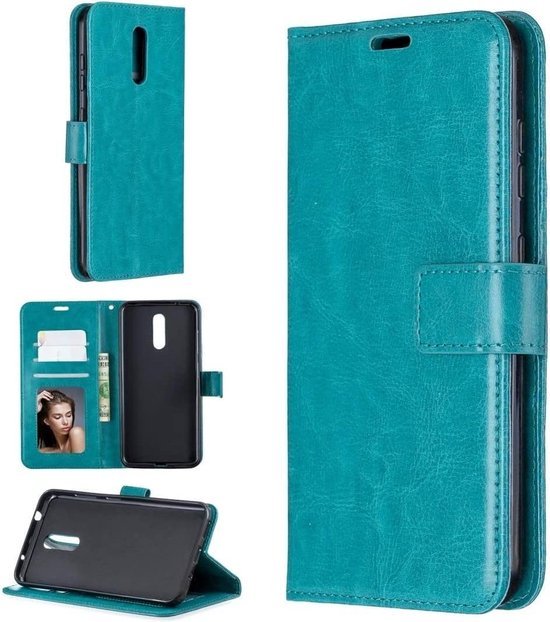 Nokia 3.1 Hoesjes – Portemonnee Book Case – Pasjeshouder – Magneetsluiting – Turquoise-Ilumina Benelux