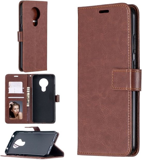 Motorola Moto G7 Play Hoesjes – Bookcase Portemonnee Hoes – Pasjeshouder – Magneetsluiting – Bruin-Ilumina Benelux