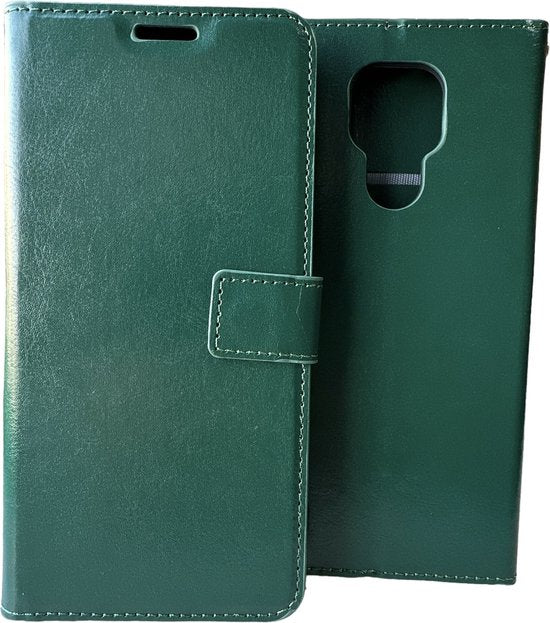 Motorola Moto E7 Hoesjes – Portemonnee Book Case – Magneetsluiting – 2x Screenprotector – Groen-Ilumina Benelux