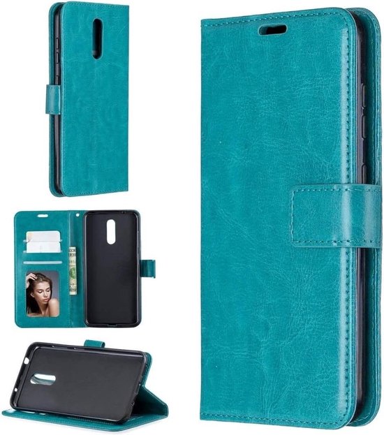 Nokia 3.1 Plus Hoesjes – Bookcase Portemonnee Hoes – Pasjeshouder – Magneetsluiting – Turquoise-Ilumina Benelux