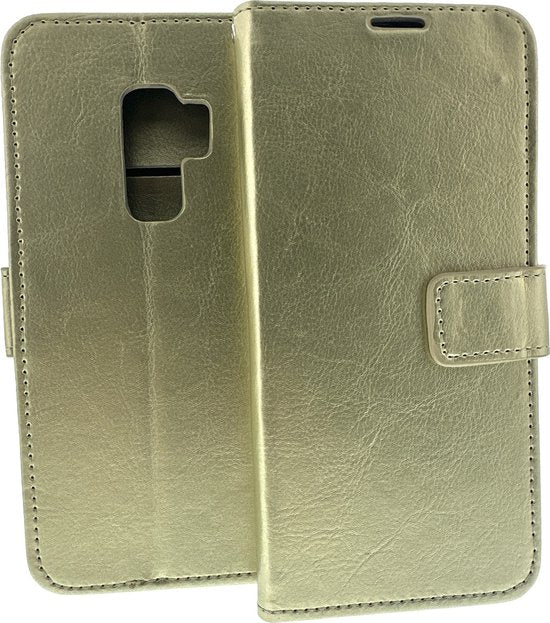 Portemonnee Hoesje - 2 Pack Screenprotector Geschikt voor: Samsung Galaxy S9 - goud