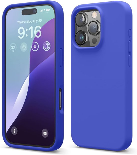 iPhone 16 Pro Max Hoesjes – Liquid Siliconen Backcover – Flexibel TPU – Schokbestendig – Kobaltblauw-Ilumina Benelux