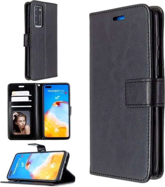 Huawei P40 Pro Hoesjes – Portemonnee Book Case – Pasjeshouder – 2x Screenprotector – Zwart-Ilumina Benelux