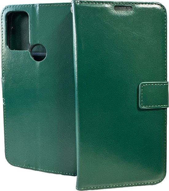 Motorola Moto G60s Hoesjes – Portemonnee Book Case – Pasjeshouder – 2x Screenprotector – Groen-Ilumina Benelux