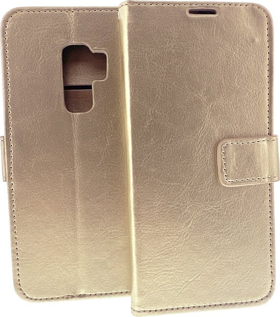 Samsung Galaxy A6 2018 Hoesjes – Portemonnee Hoes – Pasjeshouder – Magneetsluiting – Goud-Ilumina Benelux