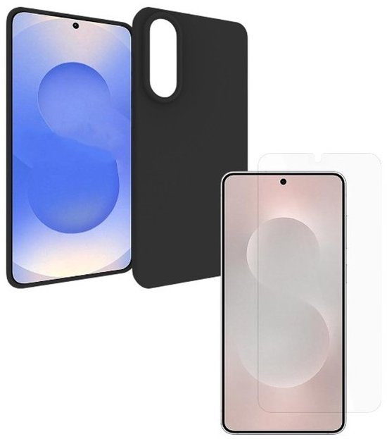 Samsung Galaxy S25 Edge Hoesjes – Siliconen Backcover – Soft Touch – Inclusief Screenprotector – Zwart-Ilumina Benelux
