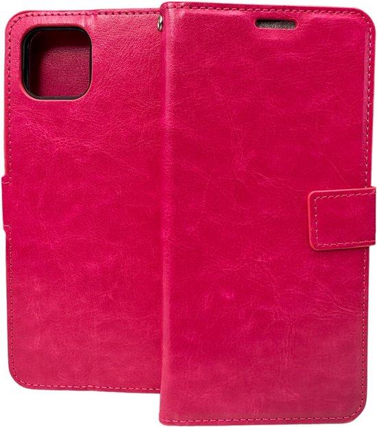 Oppo A73 5G Hoesjes – Portemonnee Bookcase – Pasjeshouder – Magneetsluiting – Roze-Ilumina Benelux