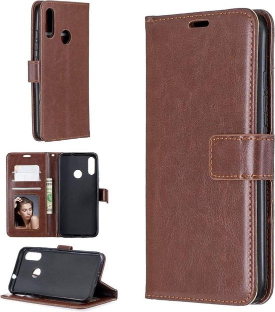 Portemonnee Book Case Hoesje + 2x Screenprotector Geschikt voor: Motorola Moto E6i - Bruin
