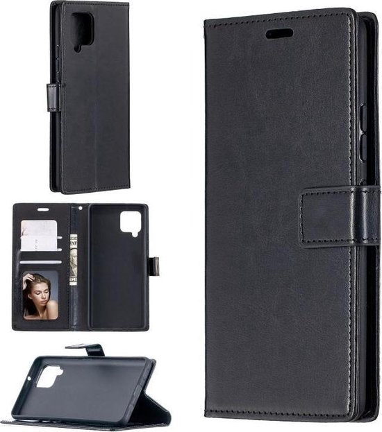 Samsung Galaxy A42 5G Hoesjes – Portemonnee Book Case – Pasjeshouder – Magneetsluiting – Zwart-Ilumina Benelux