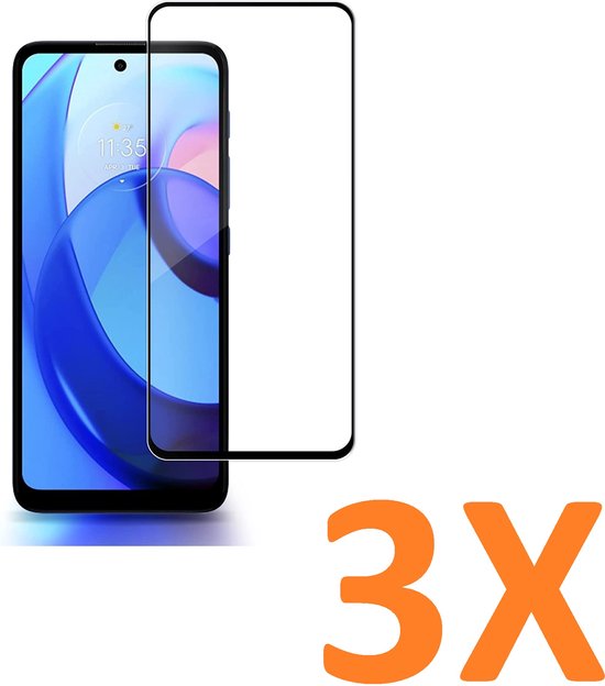 Full Cover Screenprotector - Geschikt voor Motorola Moto E20 / E30 / E40 - 9H Glas (3-Pack)