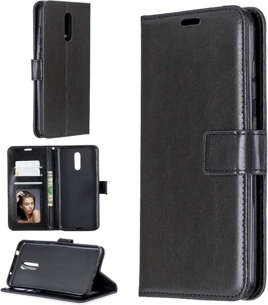 Nokia 3.2 Hoesjes – Portemonnee Book Case – Pasjeshouder – 2x Gehard Glas Screenprotector – Zwart-Ilumina Benelux