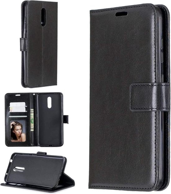 Nokia 3.1 Hoesjes – Portemonnee Book Case – Pasjeshouder – Magneetsluiting – Zwart-Ilumina Benelux