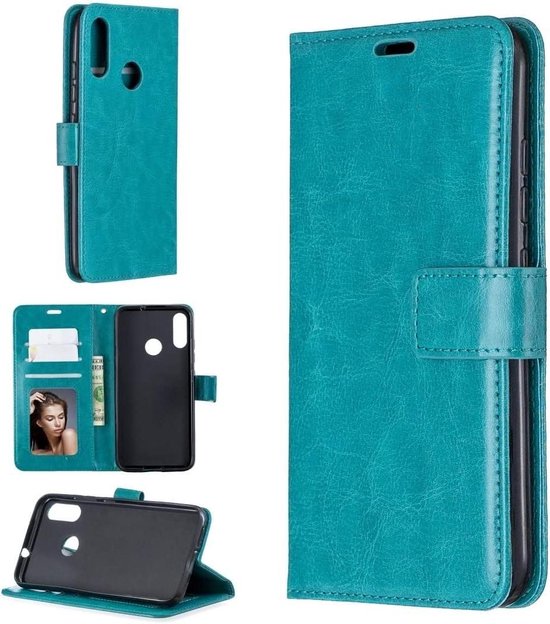 Motorola Moto E6 Plus Hoesjes – Portemonnee Book Case – Magneetsluiting – 2x Screenprotector – Turquoise-Ilumina Benelux