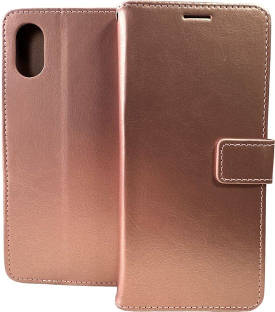 Samsung Galaxy A03 Core Hoesjes – Portemonnee Bookcase – Pasjeshouder – 2 Pack Screenprotector Gehard Glas – Roségoud-Ilumina Benelux