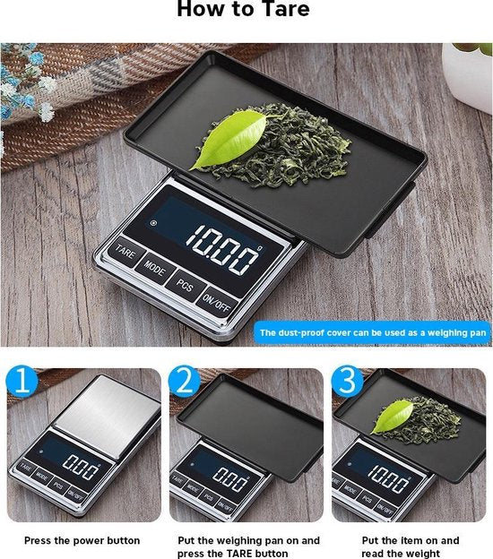 Digitale zakweegschaal 0,01–200g – Hoge precisie – Tarra functie – LCD display – Compact & draagbaar-Ilumina Benelux